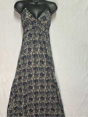 Mossimo Supply Co Floral Halter Maxi Dress Med Blue Cream Boho Cottagecore Chic